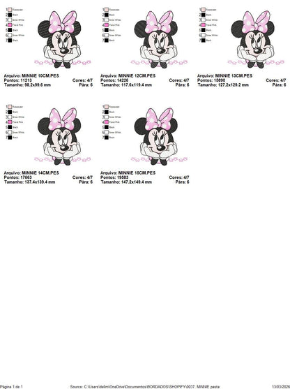 Minnie embroidery design - Minnie Mouse machine embroidery pattern - Baby Girl file - Instant digital download - Marcia Embroidery
