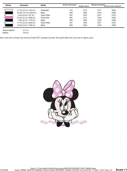 Minnie embroidery design - Minnie Mouse machine embroidery pattern - Baby Girl file - Instant digital download - Marcia Embroidery