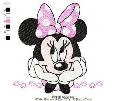 Minnie embroidery design - Minnie Mouse machine embroidery pattern - Baby Girl file - Instant digital download - Marcia Embroidery