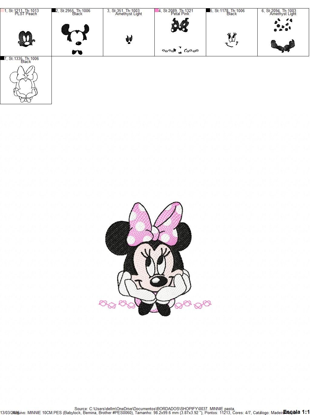 Minnie embroidery design - Minnie Mouse machine embroidery pattern - Baby Girl file - Instant digital download - Marcia Embroidery