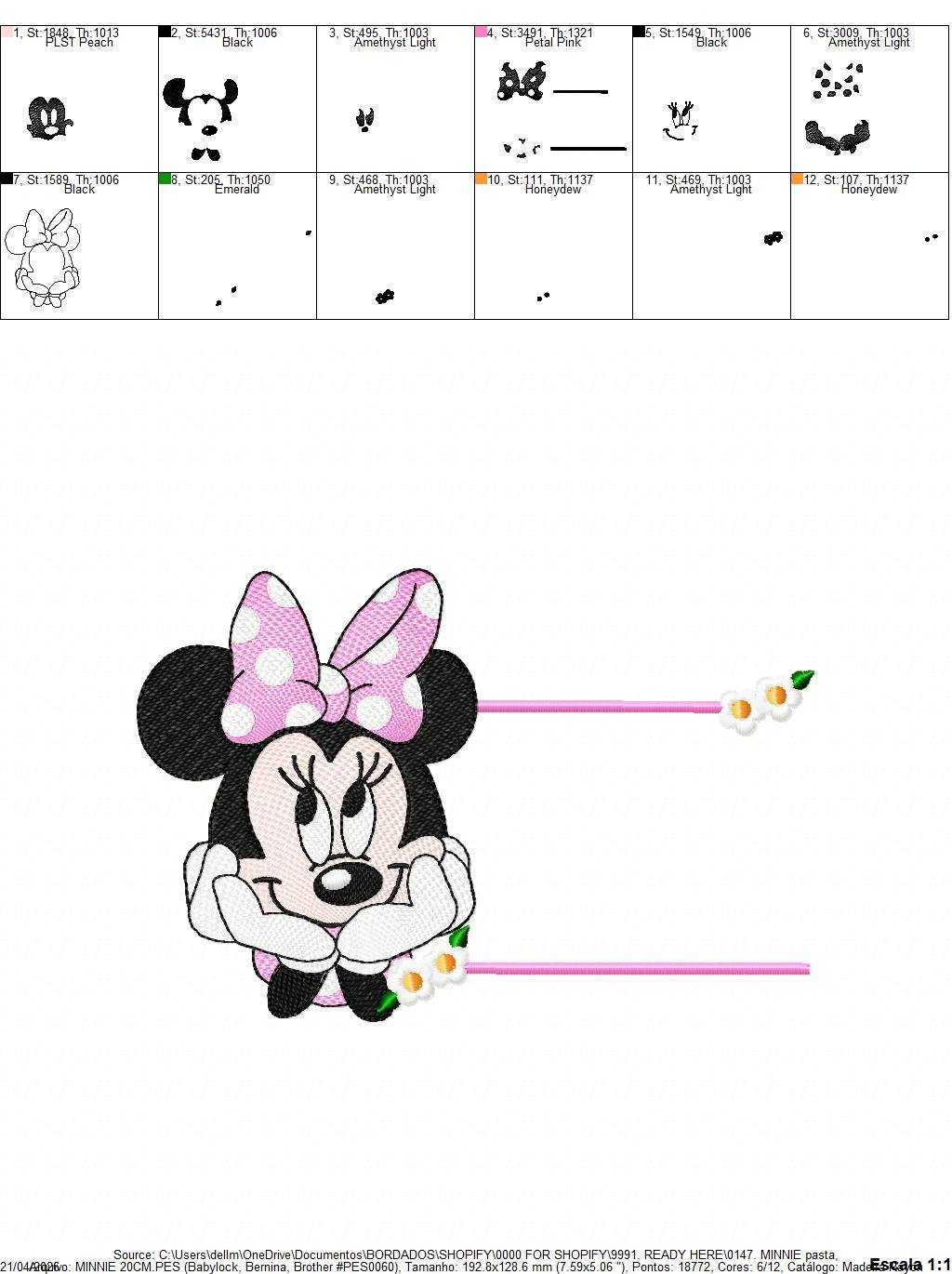 Minnie embroidery design - Minnie Mouse machine embroidery pattern - Baby Girl file - Instant digital download pes jef dst - Marcia Embroidery