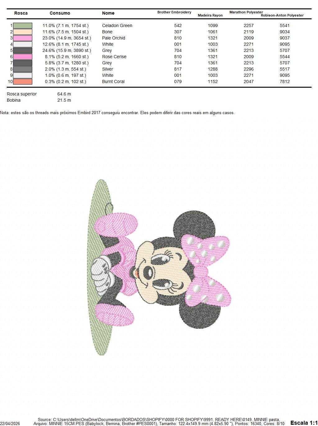 Minnie embroidery design - Minnie Mouse machine embroidery pattern - Baby Girl file - Instant digital download pes jef dst - Marcia Embroidery