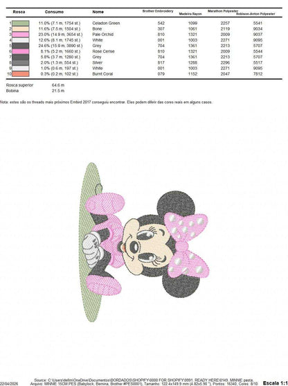 Minnie embroidery design - Minnie Mouse machine embroidery pattern - Baby Girl file - Instant digital download pes jef dst - Marcia Embroidery