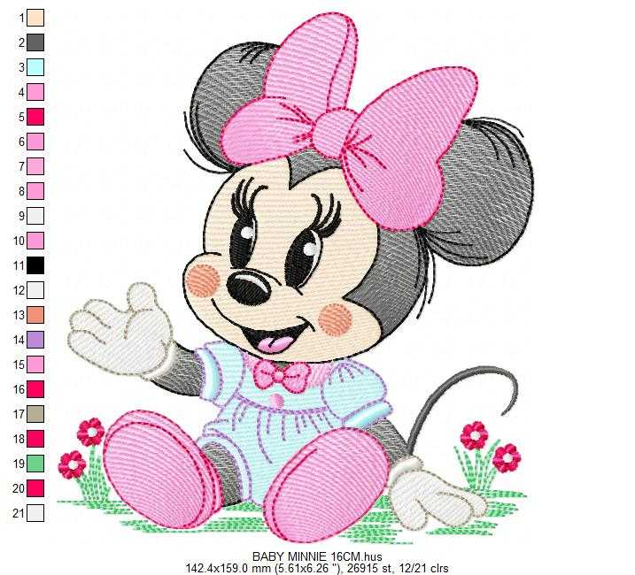 Minnie embroidery design - Minnie Mouse machine embroidery pattern - Baby Girl file - Instant digital download pes jef dst - Marcia Embroidery