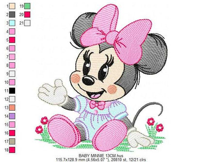 Minnie embroidery design - Minnie Mouse machine embroidery pattern - Baby Girl file - Instant digital download pes jef dst - Marcia Embroidery