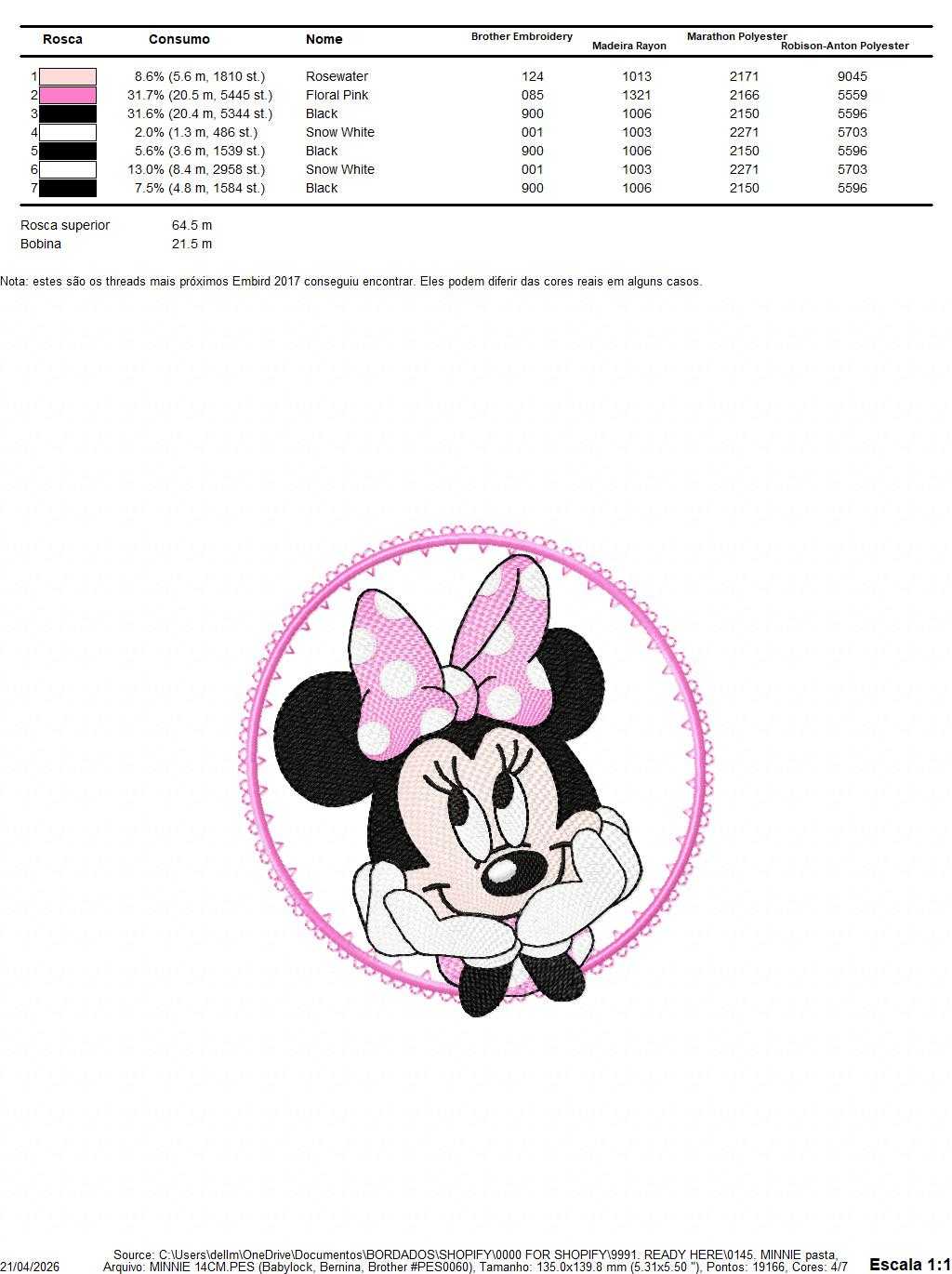 Minnie embroidery design - Minnie Mouse machine embroidery pattern - Baby Girl file - Instant digital download pes jef dst - Marcia Embroidery