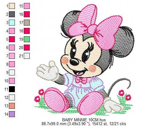 Minnie embroidery design - Minnie Mouse machine embroidery pattern - Baby Girl file - Instant digital download pes jef dst - Marcia Embroidery