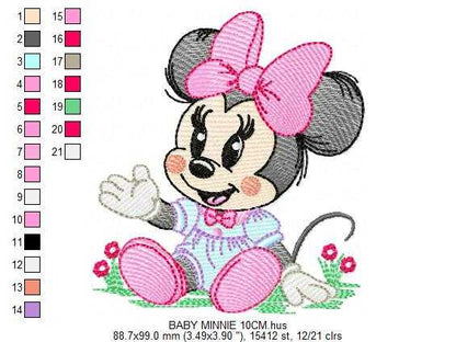 Minnie embroidery design - Minnie Mouse machine embroidery pattern - Baby Girl file - Instant digital download pes jef dst - Marcia Embroidery