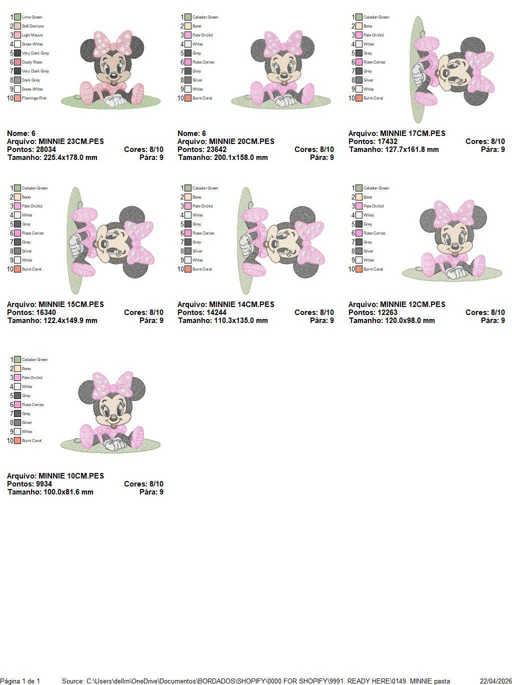 Minnie embroidery design - Minnie Mouse machine embroidery pattern - Baby Girl file - Instant digital download pes jef dst - Marcia Embroidery