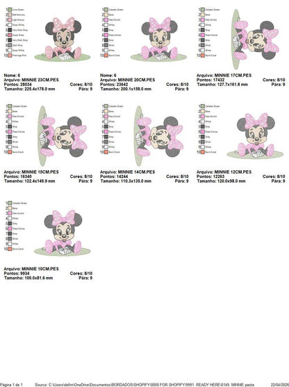Minnie embroidery design - Minnie Mouse machine embroidery pattern - Baby Girl file - Instant digital download pes jef dst - Marcia Embroidery