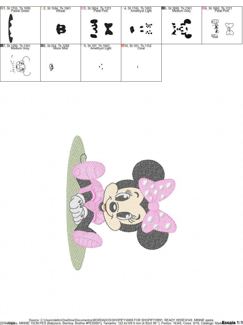 Minnie embroidery design - Minnie Mouse machine embroidery pattern - Baby Girl file - Instant digital download pes jef dst - Marcia Embroidery