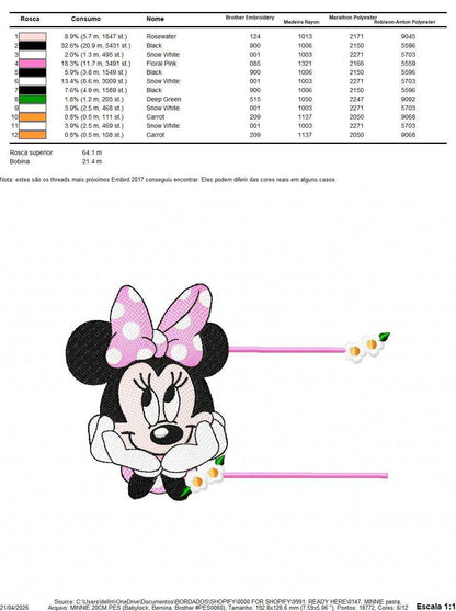 Minnie embroidery design - Minnie Mouse machine embroidery pattern - Baby Girl file - Instant digital download pes jef dst - Marcia Embroidery