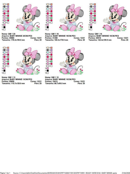 Minnie embroidery design - Minnie Mouse machine embroidery pattern - Baby Girl file - Instant digital download pes jef dst - Marcia Embroidery