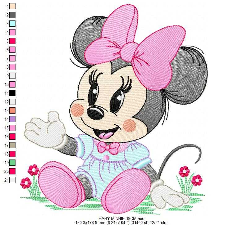 Minnie embroidery design - Minnie Mouse machine embroidery pattern - Baby Girl file - Instant digital download pes jef dst - Marcia Embroidery