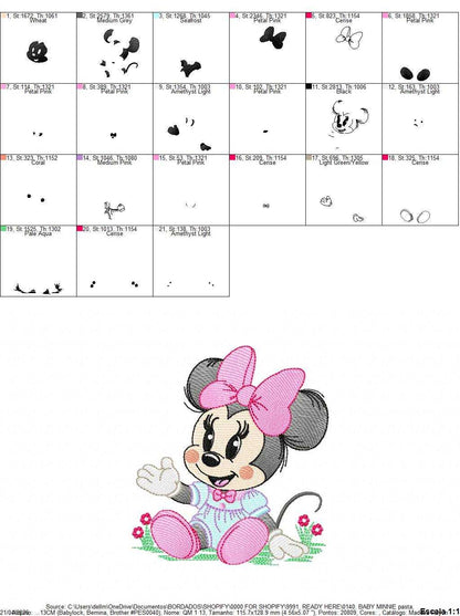 Minnie embroidery design - Minnie Mouse machine embroidery pattern - Baby Girl file - Instant digital download pes jef dst - Marcia Embroidery