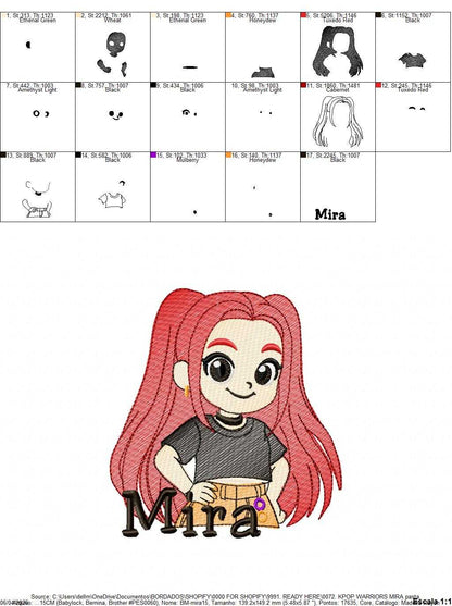 Mira KPop Demon Hunters embroidery design - Kpop Warriors machine embroidery patterns - Baby girl file - Instant digital download - Marcia Embroidery