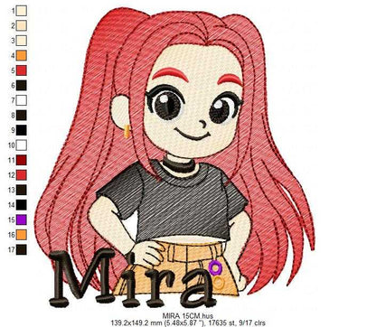 Mira KPop Demon Hunters embroidery design - Kpop Warriors machine embroidery patterns - Baby girl file - Instant digital download - Marcia Embroidery
