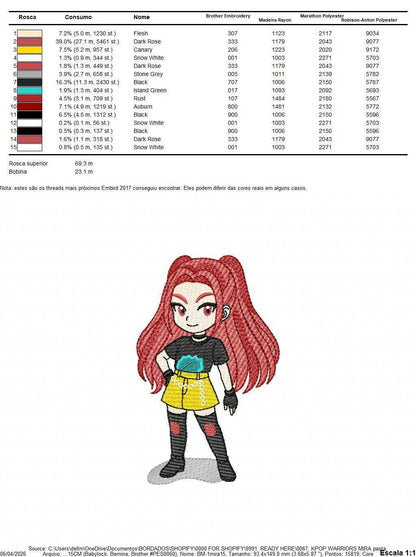 Mira KPop Demon Hunters embroidery design - Kpop Warriors machine embroidery patterns - Baby girl file - Instant digital download - Marcia Embroidery