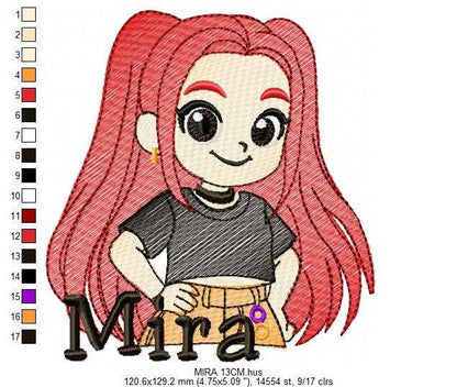 Mira KPop Demon Hunters embroidery design - Kpop Warriors machine embroidery patterns - Baby girl file - Instant digital download - Marcia Embroidery