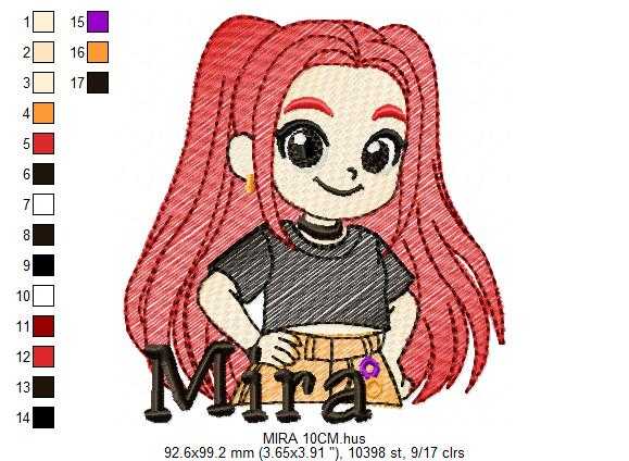 Mira KPop Demon Hunters embroidery design - Kpop Warriors machine embroidery patterns - Baby girl file - Instant digital download - Marcia Embroidery