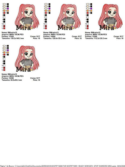Mira KPop Demon Hunters embroidery design - Kpop Warriors machine embroidery patterns - Baby girl file - Instant digital download - Marcia Embroidery