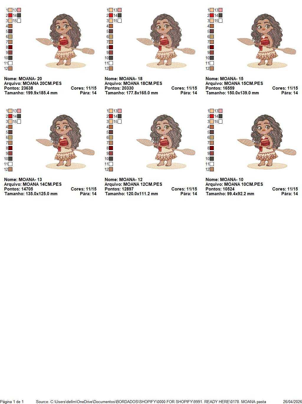Moana embroidery design - Disney Princess machine embroidery patterns - Baby girl file - Instant digital download pes jef dst exp hus - Marcia Embroidery