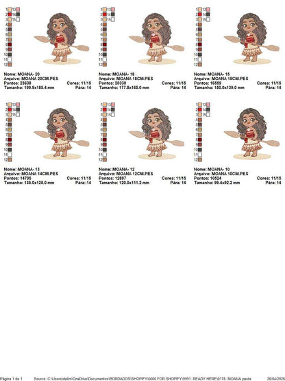 Moana embroidery design - Disney Princess machine embroidery patterns - Baby girl file - Instant digital download pes jef dst exp hus - Marcia Embroidery