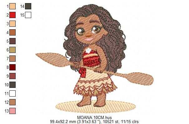 Moana embroidery design - Disney Princess machine embroidery patterns - Baby girl file - Instant digital download pes jef dst exp hus - Marcia Embroidery