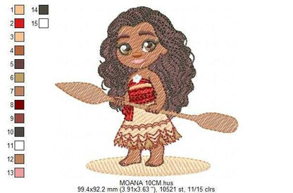 Moana embroidery design - Disney Princess machine embroidery patterns - Baby girl file - Instant digital download pes jef dst exp hus - Marcia Embroidery
