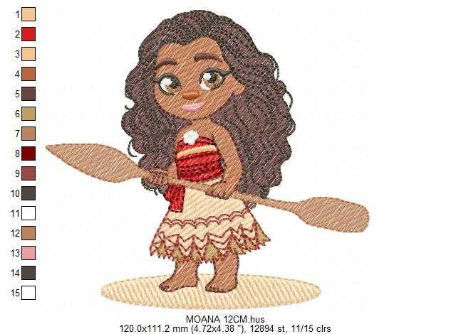 Moana embroidery design - Disney Princess machine embroidery patterns - Baby girl file - Instant digital download pes jef dst exp hus - Marcia Embroidery