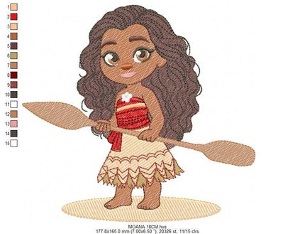 Moana embroidery design - Disney Princess machine embroidery patterns - Baby girl file - Instant digital download pes jef dst exp hus - Marcia Embroidery
