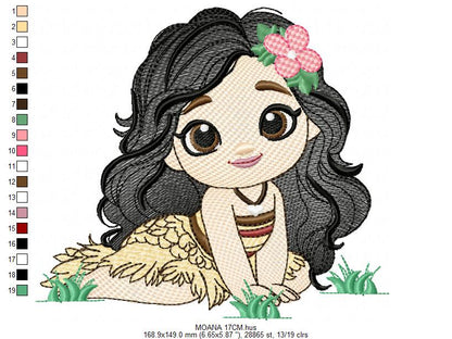 Moana embroidery designs - Disney Princess machine embroidery patterns - Baby girl file - Instant digital download pes jef dst exp hus vp3 - Marcia Embroidery