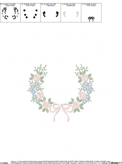 Monogram Floral Frame embroidery design - Roses and Flowers Frame machine embroidery pattern - Floral wreath garland file - Instant download pes jef - Marcia Embroidery