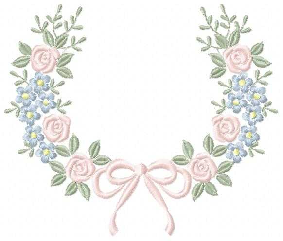 Monogram Floral Frame embroidery design - Roses and Flowers Frame machine embroidery pattern - Floral wreath garland file - Instant download pes jef - Marcia Embroidery