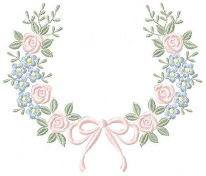 Monogram Floral Frame embroidery design - Roses and Flowers Frame machine embroidery pattern - Floral wreath garland file - Instant download pes jef - Marcia Embroidery