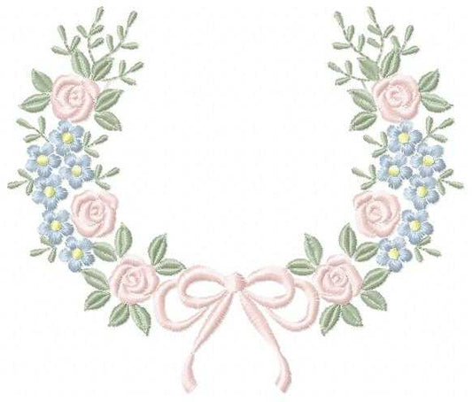 Monogram Floral Frame embroidery design - Roses and Flowers Frame machine embroidery pattern - Floral wreath garland file - Instant download pes jef - Marcia Embroidery