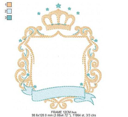 Monogram Frame embroidery design - Baby Boy Frame with Crown machine embroidery pattern - Instant digital download pes jef - Marcia Embroidery