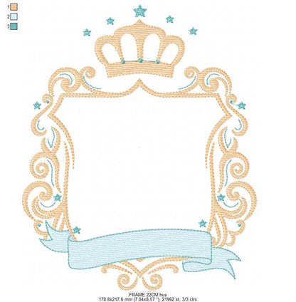 Monogram Frame embroidery design - Baby Boy Frame with Crown machine embroidery pattern - Instant digital download pes jef - Marcia Embroidery