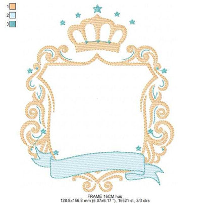 Monogram Frame embroidery design - Baby Boy Frame with Crown machine embroidery pattern - Instant digital download pes jef - Marcia Embroidery