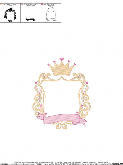 Monogram Frame embroidery design - Baby Girl Frame with Crown machine embroidery pattern - Instant digital download pes jef - Marcia Embroidery