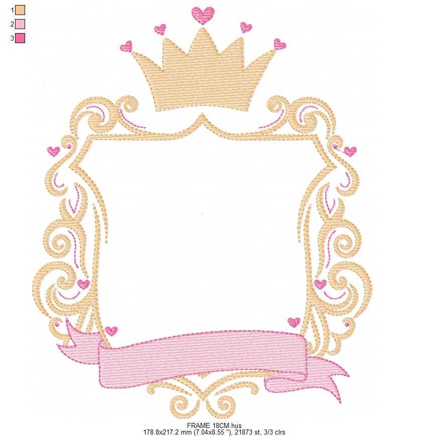 Monogram Frame embroidery design - Baby Girl Frame with Crown machine embroidery pattern - Instant digital download pes jef - Marcia Embroidery