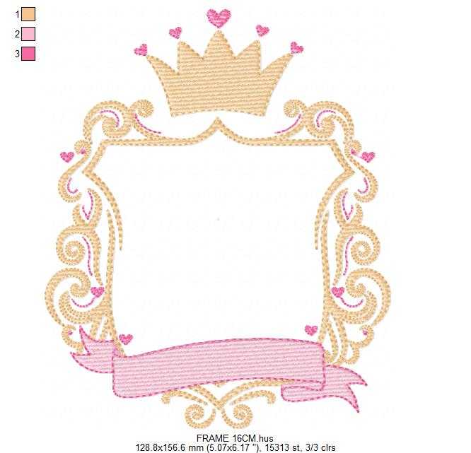 Monogram Frame embroidery design - Baby Girl Frame with Crown machine embroidery pattern - Instant digital download pes jef - Marcia Embroidery