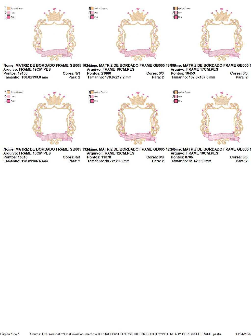 Monogram Frame embroidery design - Baby Girl Frame with Crown machine embroidery pattern - Instant digital download pes jef - Marcia Embroidery