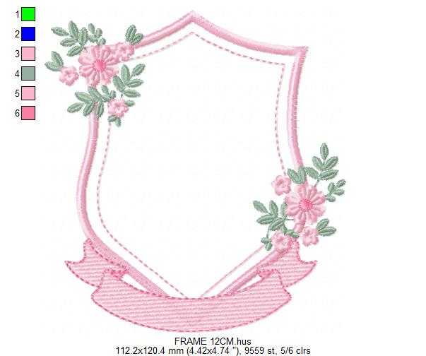 Monogram Frame embroidery design - Floral Frame machine embroidery pattern - Kitchen Tea Towel file - Instant digital - Marcia Embroidery