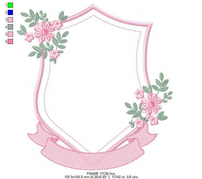 Monogram Frame embroidery design - Floral Frame machine embroidery pattern - Kitchen Tea Towel file - Instant digital - Marcia Embroidery