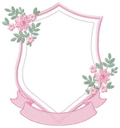 Monogram Frame embroidery design - Floral Frame machine embroidery pattern - Kitchen Tea Towel file - Instant digital - Marcia Embroidery