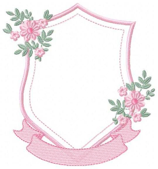 Monogram Frame embroidery design - Floral Frame machine embroidery pattern - Kitchen Tea Towel file - Instant digital - Marcia Embroidery