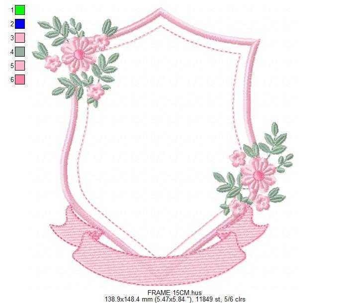 Monogram Frame embroidery design - Floral Frame machine embroidery pattern - Kitchen Tea Towel file - Instant digital - Marcia Embroidery