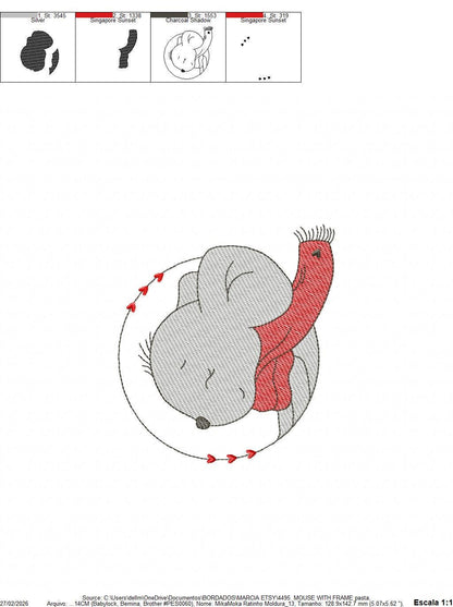 Mouse embroidery designs - Baby boy mouse with scarf machine embroidery pattern - Cute sweet delicate mouse - Instant download digital pes - Marcia Embroidery