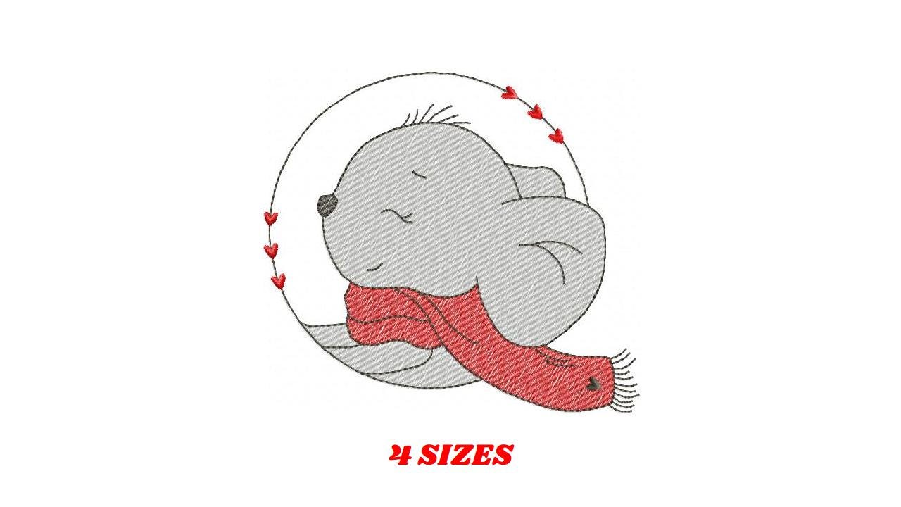 Mouse embroidery designs - Baby boy mouse with scarf machine embroidery pattern - Cute sweet delicate mouse - Instant download digital pes - Marcia Embroidery